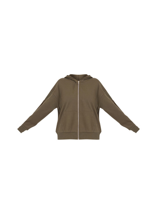 Оливкова толстовка преміум-класу на блискавці великого розміру