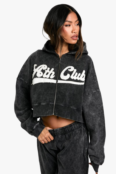 Толстовка Ath Club Acid Wash Boxy Crop Zip Through