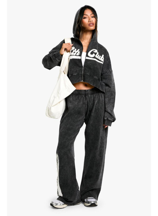 Толстовка Ath Club Acid Wash Boxy Crop Zip Through