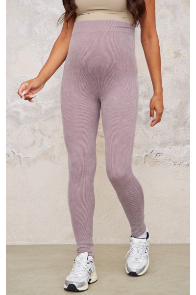 Легінси для вагітних темно-коричневого кольору з вицвілою контурною рубчиком