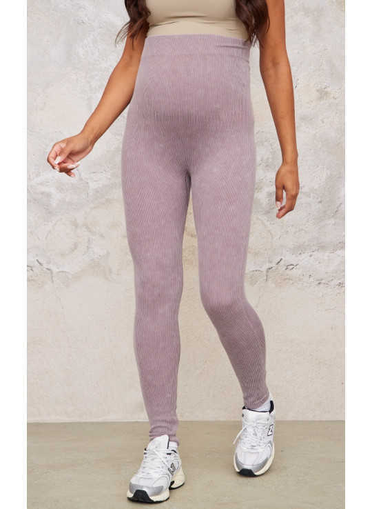 Легінси для вагітних темно-коричневого кольору з вицвілою контурною рубчиком