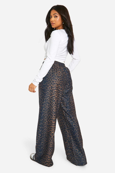 Маленькі леопардові контрастні штани з поясом