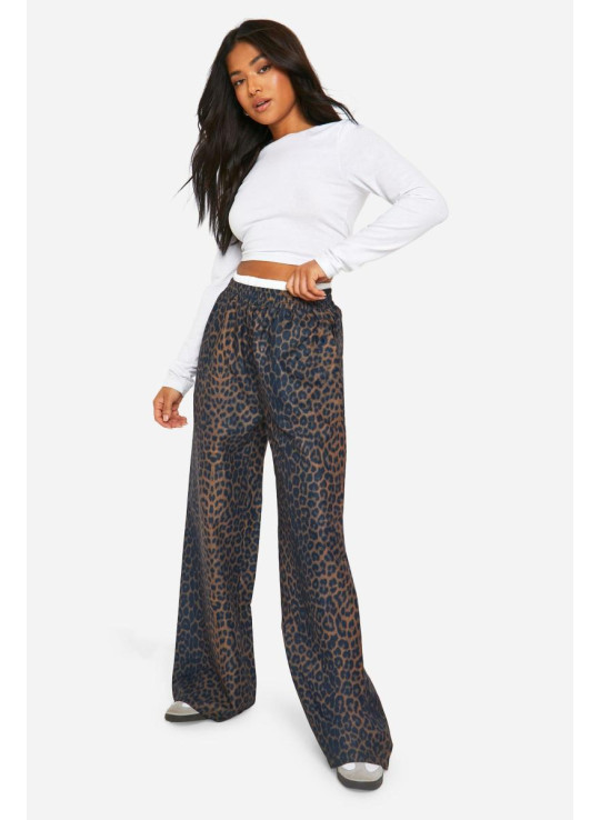 Маленькі леопардові контрастні штани з поясом