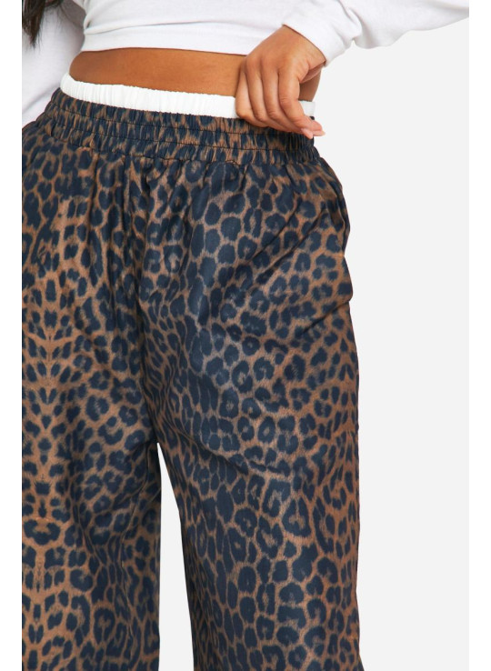 Маленькі леопардові контрастні штани з поясом