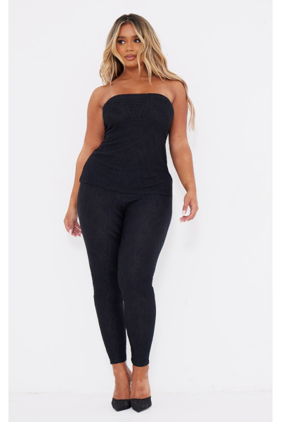 Чорні фактурні легінси з високою талією Shape