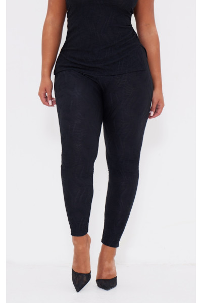 Чорні фактурні легінси з високою талією Shape