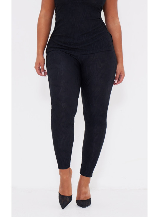 Чорні фактурні легінси з високою талією Shape