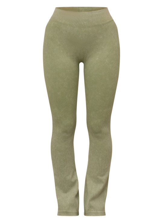 Безшовні кльошові штани для йоги кольору хакі