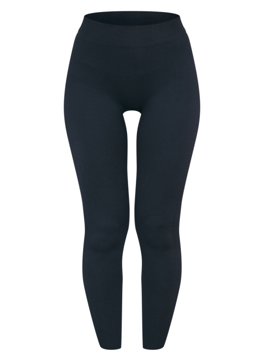 Чорні структуровані ребристі легінси