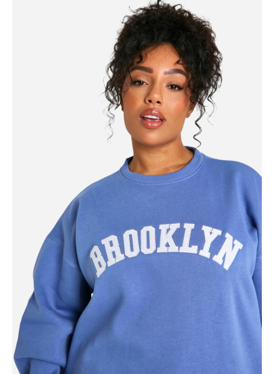 Плюс світшот великого розміру з аплікаціями Brooklyn