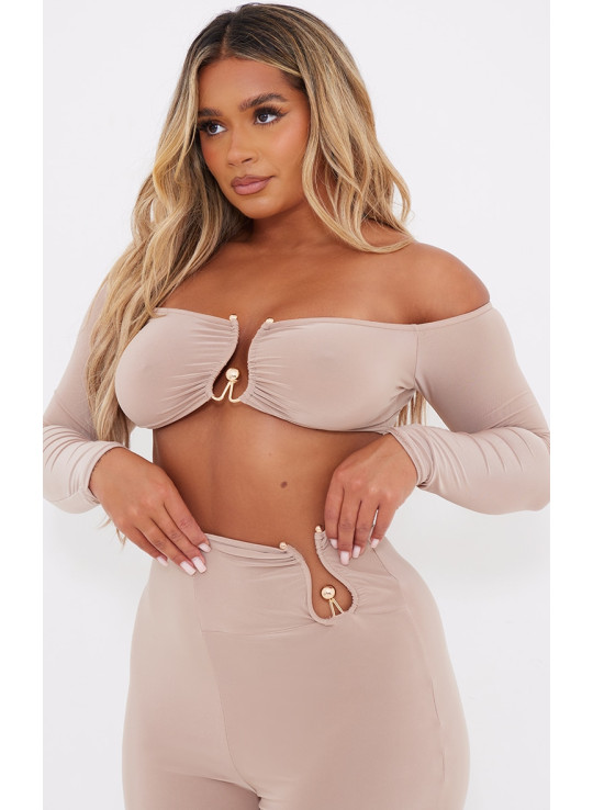 Розкльошені легінси темно-сірого кольору з високою талією