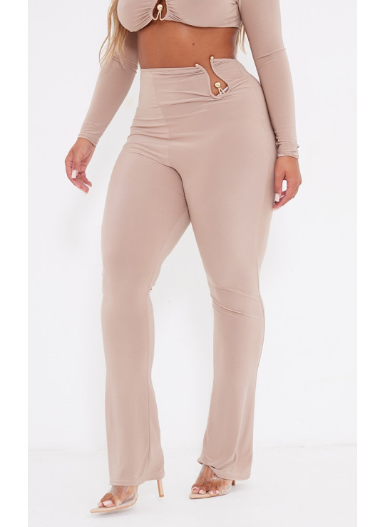 Розкльошені легінси темно-сірого кольору з високою талією