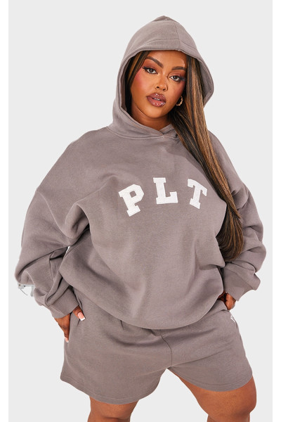 PrettyLittlething Plus Логотип вугілля негабаритний балахон