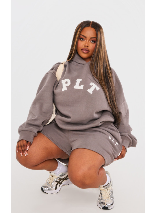 PrettyLittlething Plus Логотип вугілля негабаритний балахон