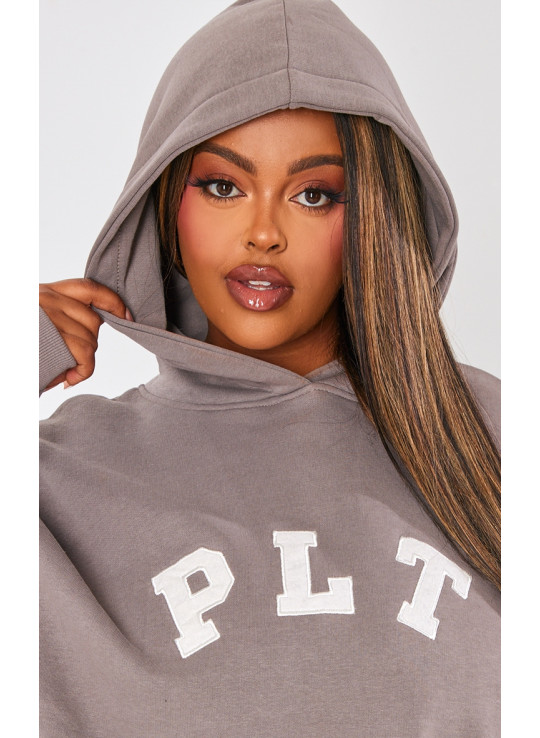 PrettyLittlething Plus Логотип вугілля негабаритний балахон