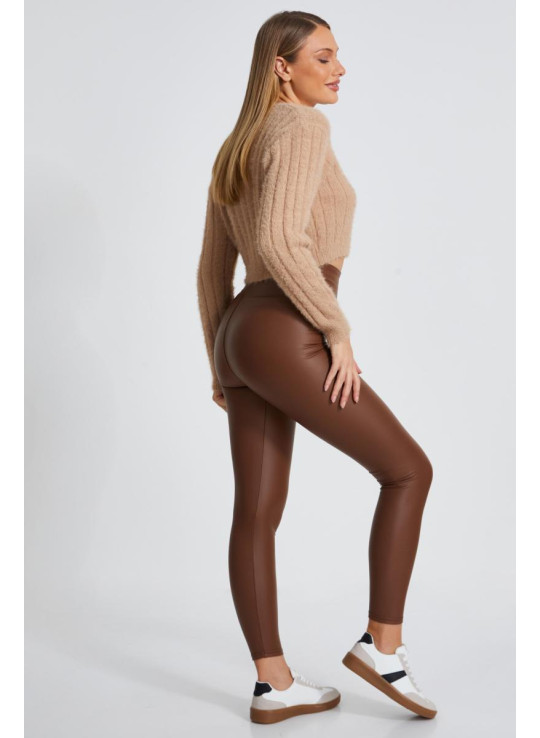 Коричневі штучні шкіряні гетри