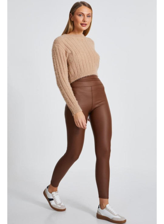 Коричневі штучні шкіряні гетри