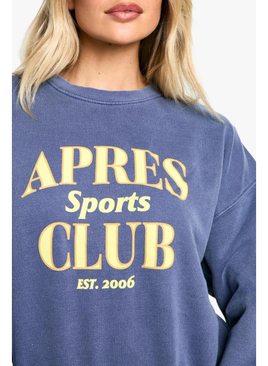 Світшот великого розміру зі слоганом Apres Sports Club