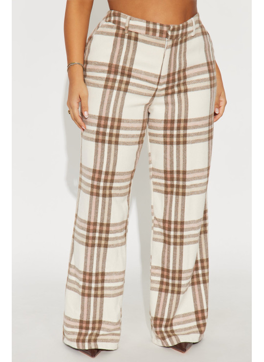 Штани Емма у клітинку, широкий крій, 33 дюйми