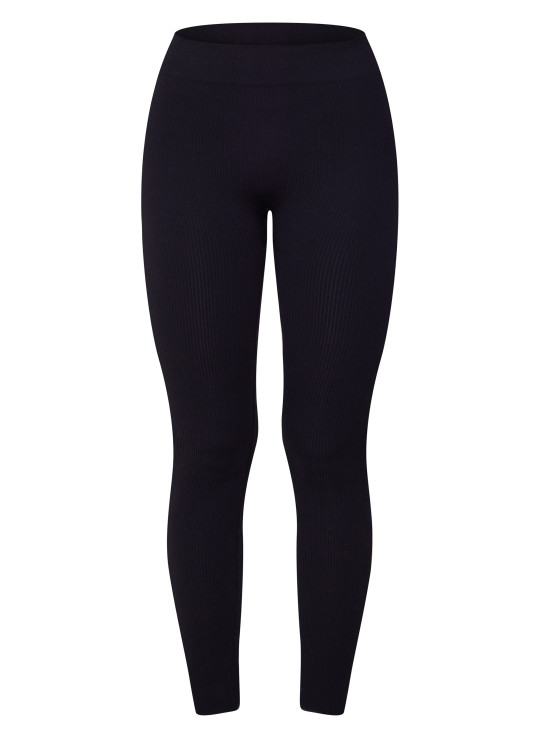 Чорні структуровані легінси з манжетами в рубчик